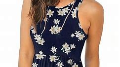 JuneFish Women's Summer Dress Casual Beach Sundress Stretchy Tank Dress with Pockets