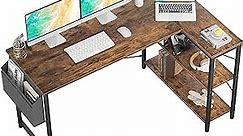 Homieasy Small L Shaped Computer Desk, 55 Inch L-Shaped Corner Desk with Reversible Storage Shelves for Home Office Workstation, Modern Simple Style Writing Desk Table with Storage Bag(Rustic Brown)