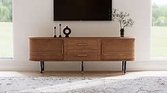 [Hot Item] MID-Century Modern TV Stand with Minimalist Wood Media Console with Roller Shutter Door