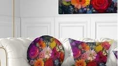 Designart 'Bouquet of Rose Daisy and Gerbera' Floral Throw Pillow - Bed Bath & Beyond - 20950177