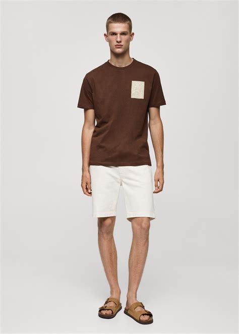 T-shirt 100 % coton imprimé poitrine - Homme | MANGO Canada