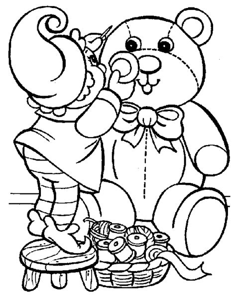 This christmas teddy bear coloring pages can be used in your pc, in your smartphone, even on paint. Christmas Elves Who Were Repairing A Doll Coloring Pages ...