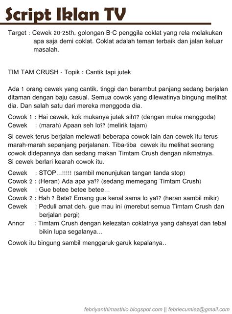 We did not find results for: Contoh Naskah Iklan Tv - Contoh Resource