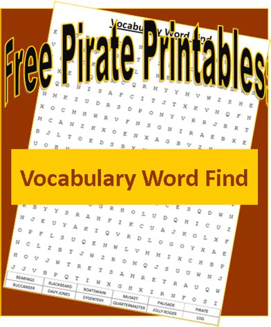 Pirate Printables: Vocabulary Word Find | Vocabulary words, Pirate words, Pirate printables