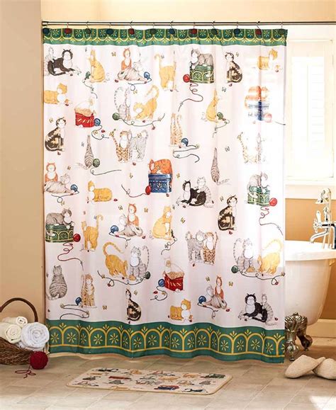 Perfect for those who love cats, these bathroom accessories are styled in a black and white color palette for a simple and classic look. Playful Cats Bathroom Collection | Cat shower curtain ...