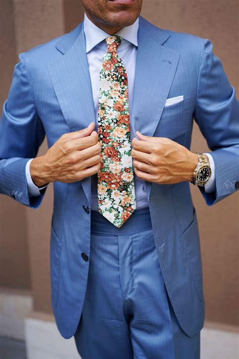 We offers custom floral suits products. San Pietro Orange Floral Tie | Italian style suit, Light ...