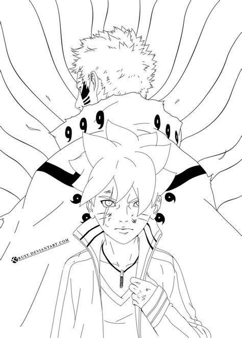 The best 45 naruto printable coloring pages. Boruto - Father and son Lineart by X7Rust | Naruto art ...