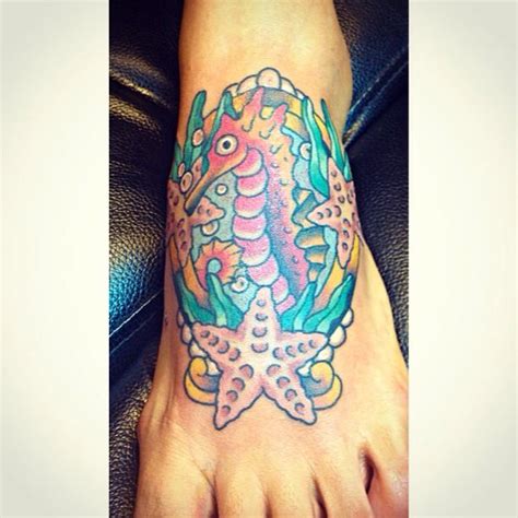 Find this pin and more on ink your life | tattoos by cultura colectiva. My newest tattoo! Seahorse and ocean themed | Tattoos, New tattoos, Watercolor tattoo