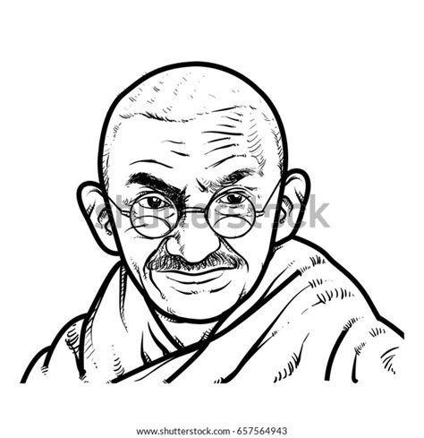 Mahatma Gandhi Hand Drawing Outline Mahatma Stock Vector (Royalty Free ...