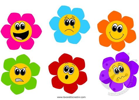 Disegni di fate da colorare. Fiori colorati con differenti emozioni - Lavoretti Creativi
