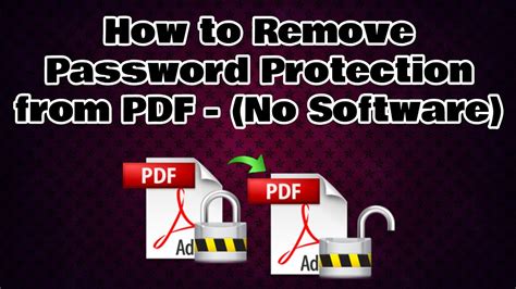 Just upload your file and the password will be removed from your pdf. How to Remove Password Protection from PDF - (No Software ...