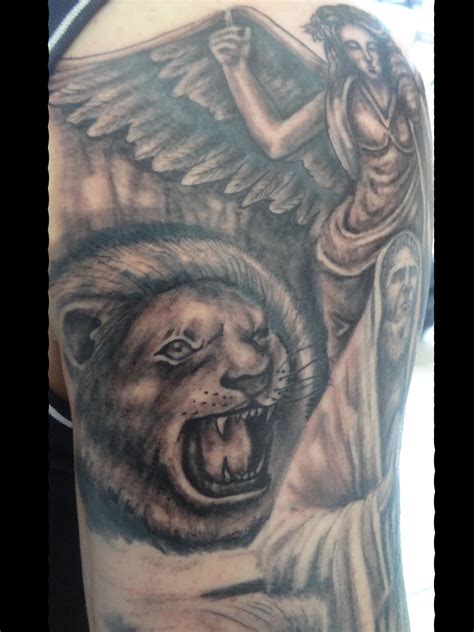 Lions are a symbol of strength; Tattoos by Jedi: Daniel in the Lions den progress
