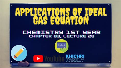 Pv = nrt p = pressure v = volume n= moles of gas, r = universal gas constant t = temperature. Applications of Ideal Gas Equation. Chemistry 1st Year ...