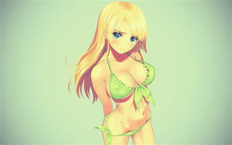 Choose your favorite big bag drawings from millions of available designs. Wallpaper : drawing, illustration, blonde, long hair, anime girls, blue eyes, big boobs, green ...