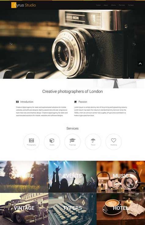 This template has been designed expressly for freelancers to help them showcase all their skillset to prospective employers/clients. Photography-free-Bootstrap-theme | Modern website ...