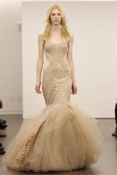 Strapless silk charmeuse and tulle ball gown with black embriodered words. Black and nude Vera Wang wedding dresses