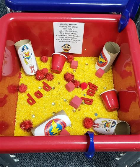 Kitchen sensory bin ideas aba. Wonder Woman Sensory Bin | Sensory bins, Development ...