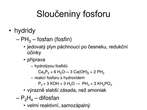 Červený fosfor vzniká z bílého fosforu zahříváním bez přístupu vzduchu na teplotu okolo 260°c. PPT - 15. skupina PowerPoint Presentation, free download ...