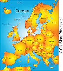 Evropa, mapa, světadíl. Evropa, mapa, abstraktní, světadíl ...