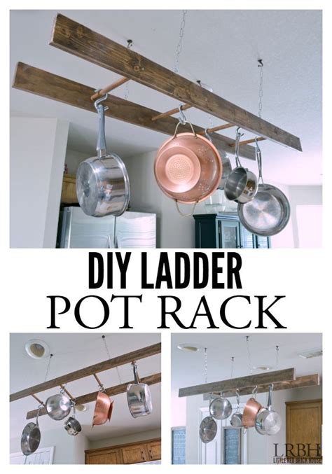 This is the perfect project for beginners! DIY Ladder Pot Rack | Decor inspiration diy, Diy ladder, Pot rack