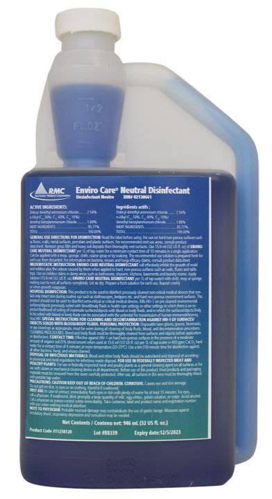 Enviro care neutral disinfectant is recommended for use in hospitals, nursing homes, schools, colleges, commercial/industrial institutions and veterinary clinics. Advantage Maintenance Products :: Enviro Care Neutral ...