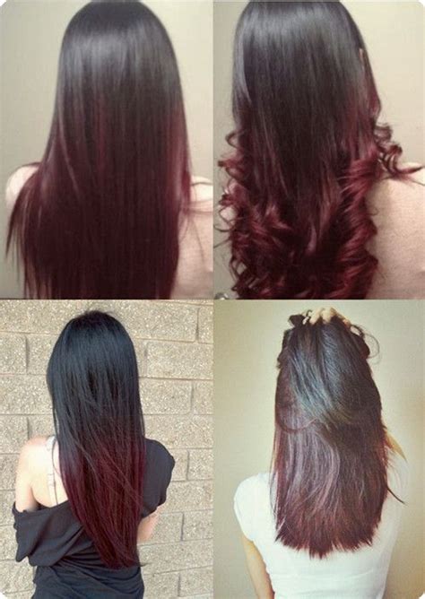 After the bleaching using dye on the bottom part the ombre can be evened out. red ombre hair on Tumblr