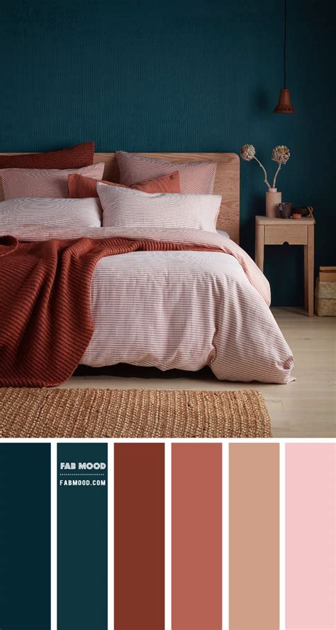 Bedroom color ideas that will create a relaxing oasis. Deep Ocean and Sienna Bedroom Colour Scheme | Teal and Sienna