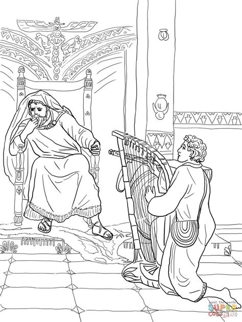 If you do not find the exact resolution you are looking for, then go. David Plays the Harp for Saul coloring page | Free ...