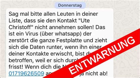 Darin werden nutzer vor dem kontakt zu tobias mathis gewarnt. Warnung vor "Ute Christoff": Ist an dem WhatsApp ...