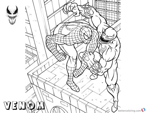 Great collection of free spiderman coloring pages! Venom Coloring Pages Spiderman Venom Fighting on the ...