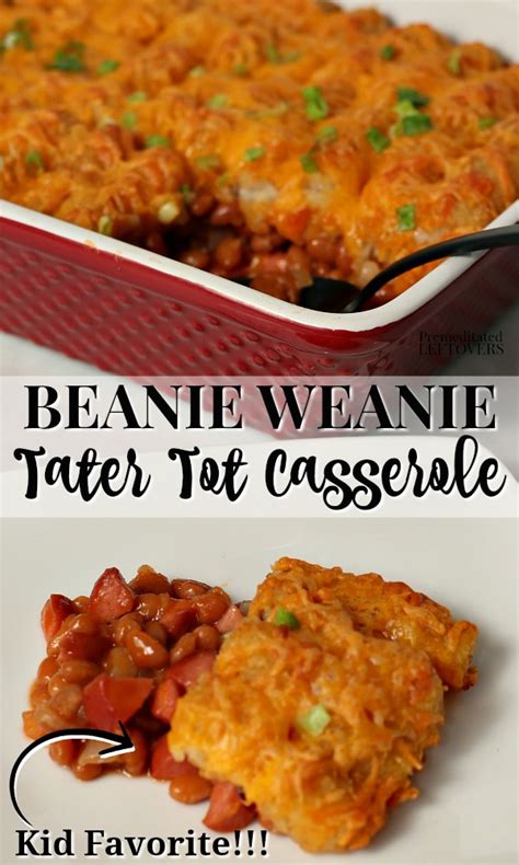 I used a recipe from this site that is similar to this one except it had these on a cookie sheet,threw them in a freezer bag, and baked them at 400. This kid-friendly beanie weenie tater tot casserole is ...