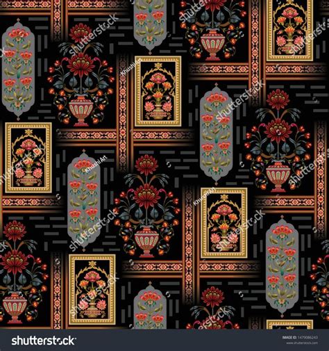 Add a touch of warmth to your walls with this mirror that doubles as art. beautiful mughal floral with pattern on white black ...