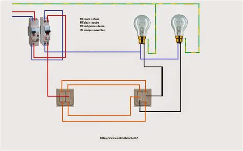 Permutateur double | câbler un double va et vient en permutateur. Schéma électrique double interrupteur va et vient - bois ...