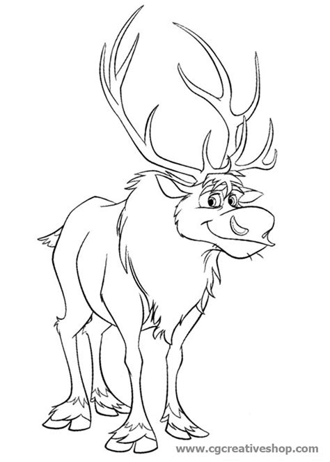Colorare pagina di download dei creativi di michelle. Sven la Renna di Frozen (Disney), disegno da colorare ...