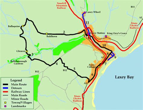 Isle of man guide maps, mountain circuit (course) map isle of man tt kicks off tomorrow | the bike insurer. Isle of Man Guide - MAPS, Laxey Cycle Route 6