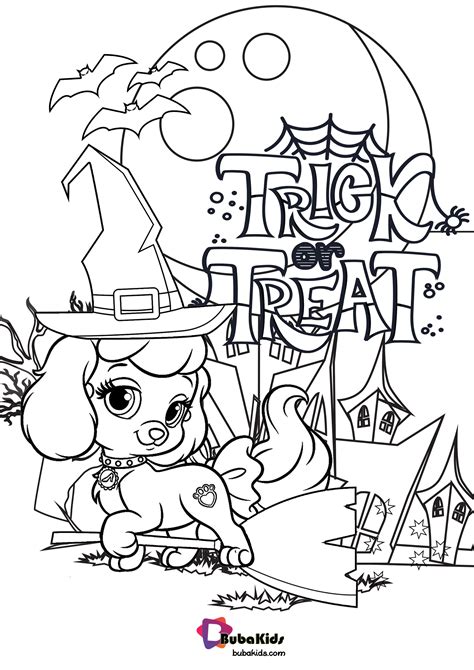 Download Cute Dog Happy Halloween Trick Or Treat Coloring Page ...