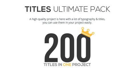 Don't lose them in the introduction! Videohive 200 Titles Pack (13 unique types) » free after ...