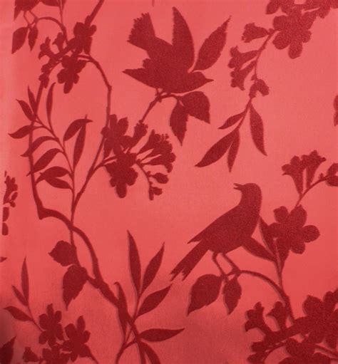 Meaning of flocked wallpaper in english. Birds in Trees Velvet Flocked Wallpaper in Rose from the ...