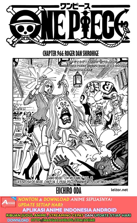 Komik one piece chapter 1017 dapat dibaca secara legal di mangaplus mulai minggu (27/6/2021). Komik One Piece Chapter 966 Bahasa Indonesia - KomikIndo