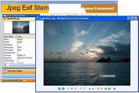 Image formats include bmp, gif, ico, jpg, pcx, png, tga and tif. Jpeg Exif Stamper - Download