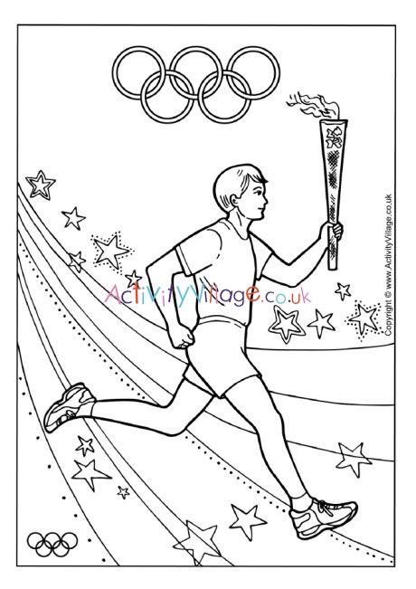 Print out olympic sports coloring sheets of gymnastics, athletics, swimming, equestrian, rowing rugged winter sports coloring of olympic games events you can print out. Olympic Torch Relay Colouring Page