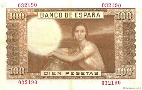 100 Pesetas Petit numéro ESPAGNE 1953 P.145a b56_0271 Billets