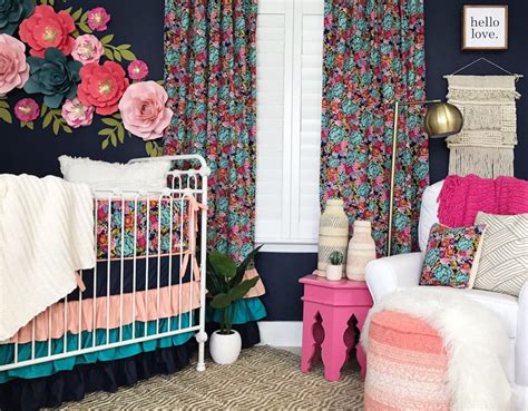 Farmhouse decor has been so popular for the past couple of decades! Jocelyn's Dark Floral Navy Nursery - Project Nursery