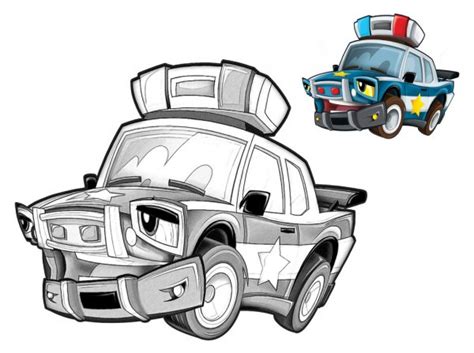 Een mooie kleurplaat auto voor jouw kind om mee te kleuren. Kleurplaat - politie-auto — Stockfoto © illustrator_hft #53656737