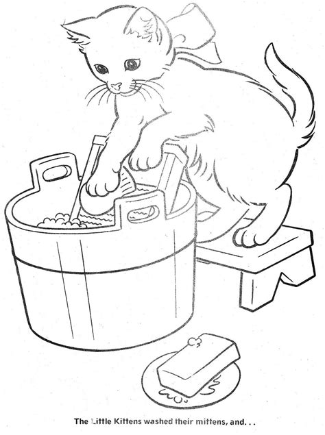 3 little kittens coloring page. The Three Little Kittens | Coloring books, Vintage ...