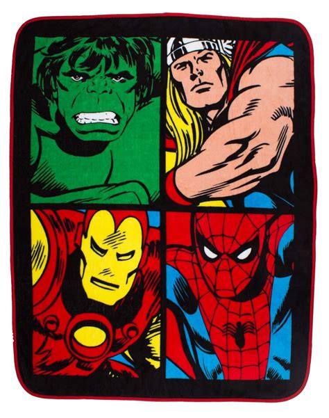 Upd® colorful avengers plush blanket. Marvel Comics Smash Coral Panel Fleece Blanket | Marvel ...