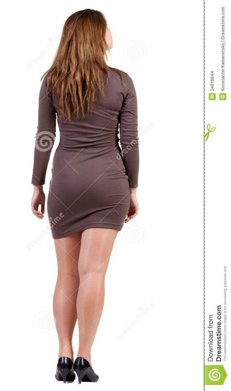 The woman was brought out of the building on a stretcher and transported out of the building. Back View Of Standing Beautiful Woman. Stock Images ...