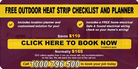 Operating at 90% heating efficiency, this infrared patio heater runs on regular household electric current and is substantially less expensive to operate than propane patio heaters. Outdoor Electrical Patio Heaters - ACE Sydney Electricians