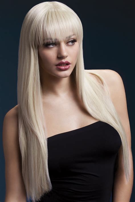 See the usage notes in the entry blond.) Long Straight Wig Jessica with Fringe in Blonde