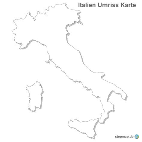 Karte italiens von einzelnen ortschaften, flüssen und seen. StepMap - Italien Umriss Karte - Landkarte für Italien